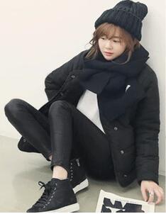 黑色通勤韓版女款加厚棉服